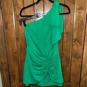 Lovers + Friends Vibrant Green One-Shoulder Dress